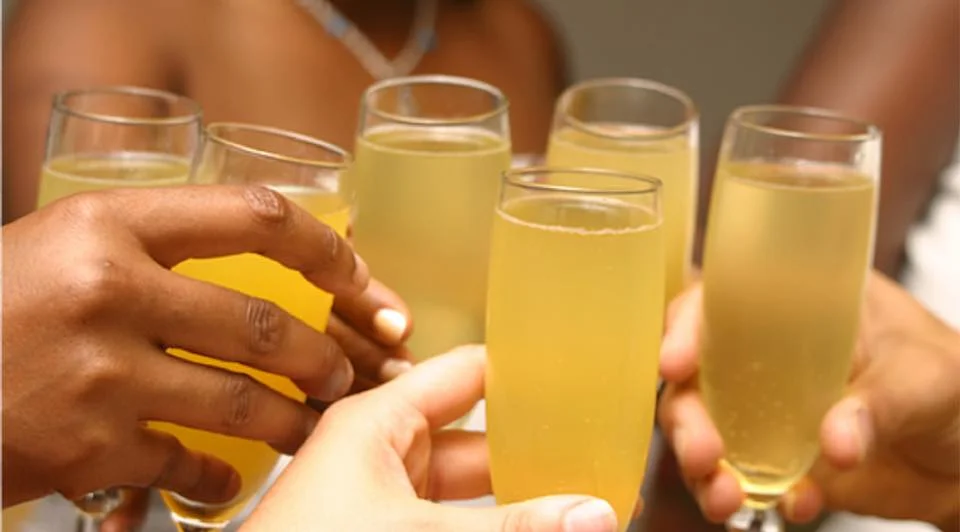 Guests raising glasses