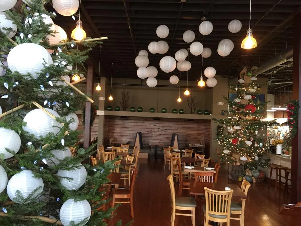 Christmas decorations in the restaurant
