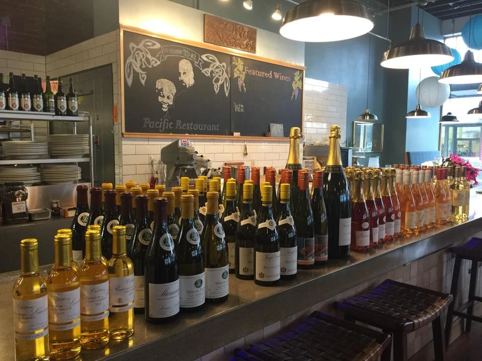 Wine selection on display